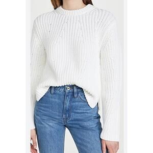 Vince Mirrored Rib Knit Pullover Sweater Womens Small Ivory Minimalist Fisherman